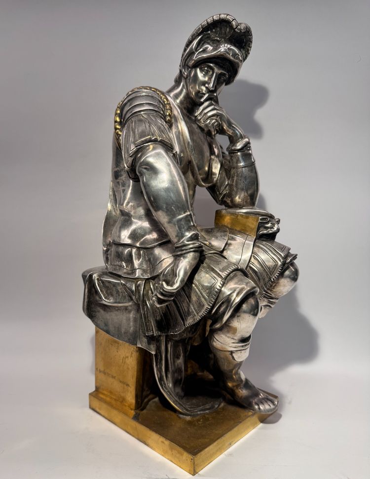 Sculpture en bronze argenté, Laurent de Medicis, XIXème Barbedienne H 37 