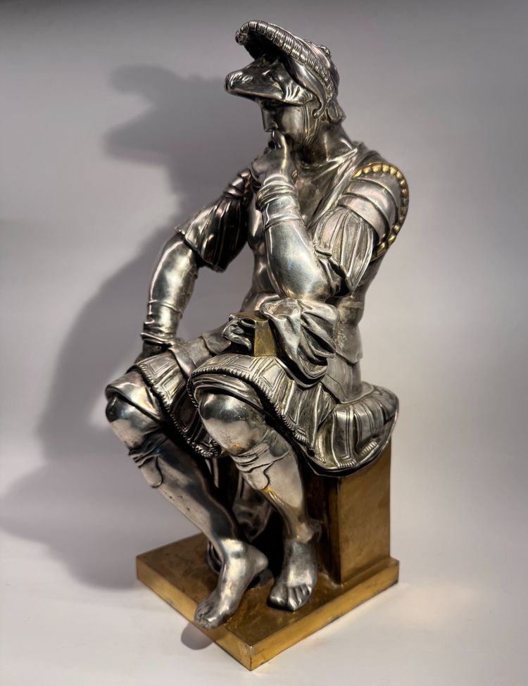 Sculpture en bronze argenté, Laurent de Medicis, XIXème Barbedienne H 37 