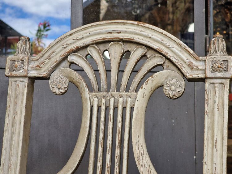 Chaise lyre Louis XVI 18ème style Georges Jacob (1739–1814) bois laqué patiné