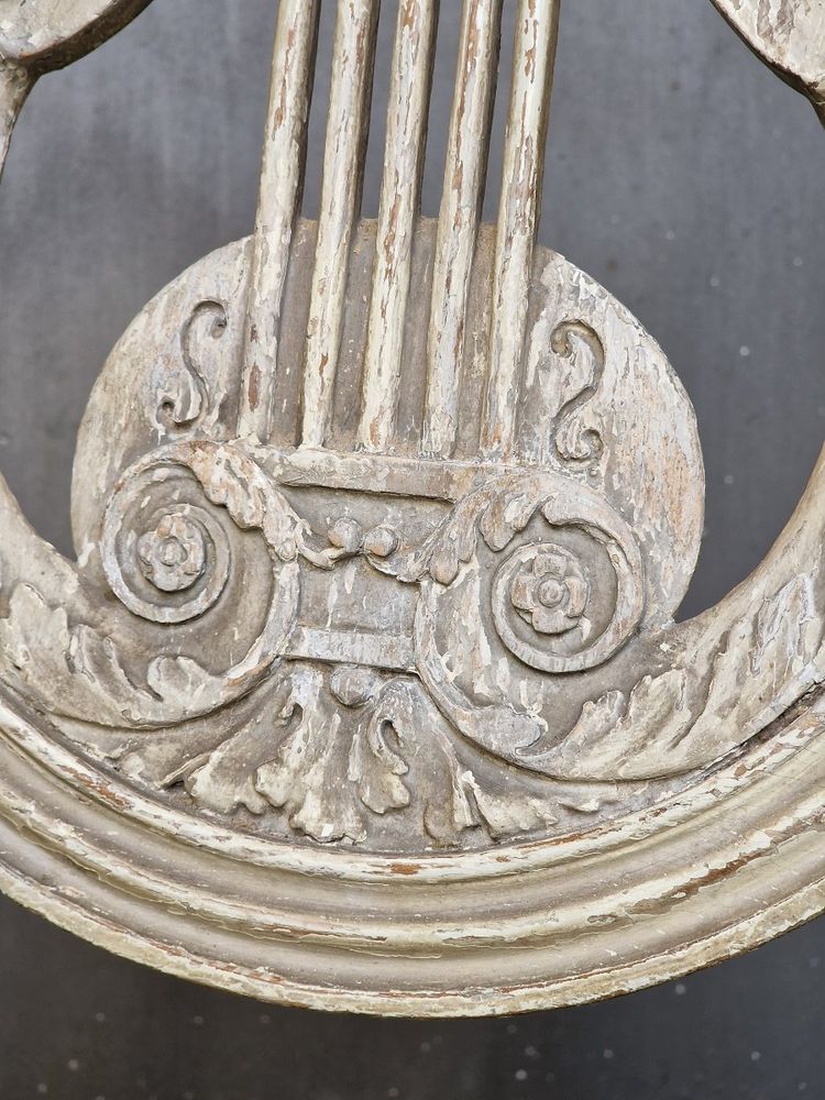 Chaise lyre Louis XVI 18ème style Georges Jacob (1739–1814) bois laqué patiné