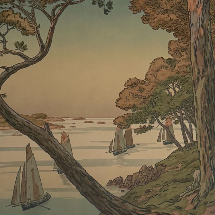 Lithographie par Henri Rivière Les Aspects de la Nature - Soir d'été
