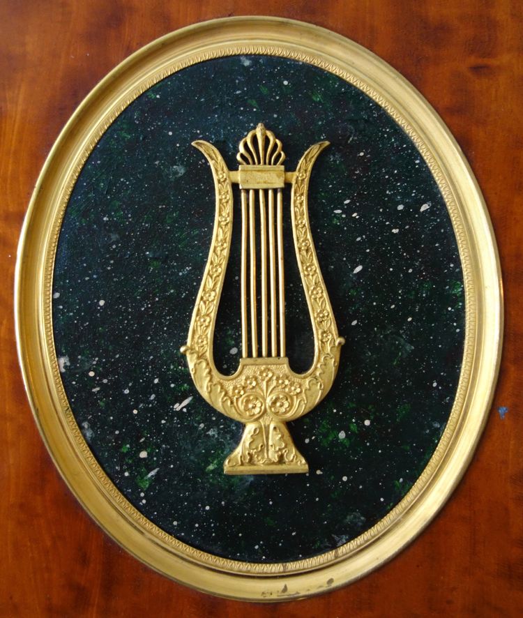Grande miniature Empire en bronze ciselé et doré au mercure, cadre en citronnier : 29cm x 24cm