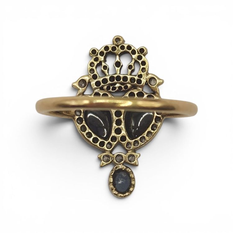 Antiker Ring Viktorianisch um 1860 Saphir und Diamanten