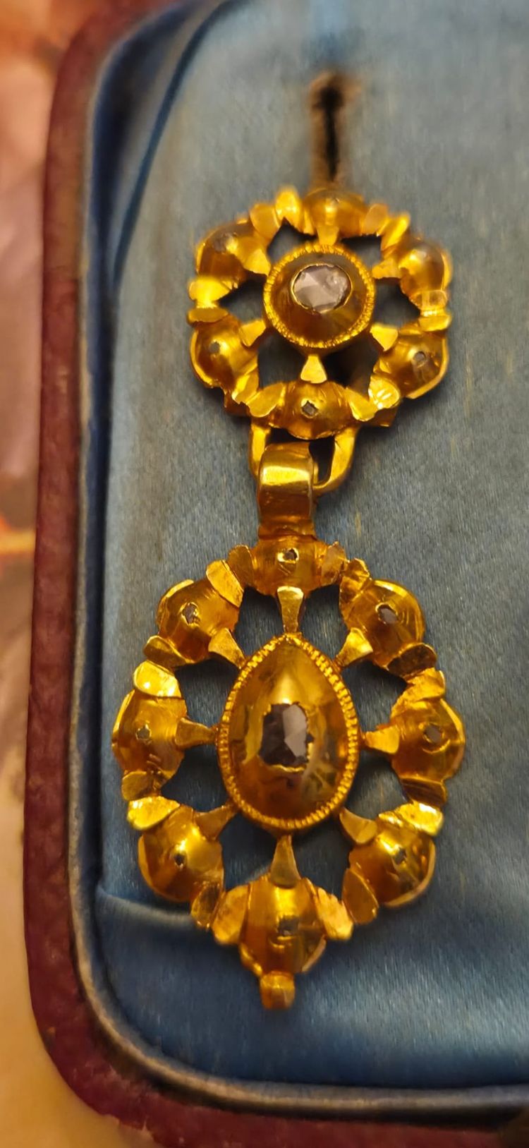 Antike Charros Ohrringe 19. Jahrhundert Salamanca 18KT Gelbgold Diamanten