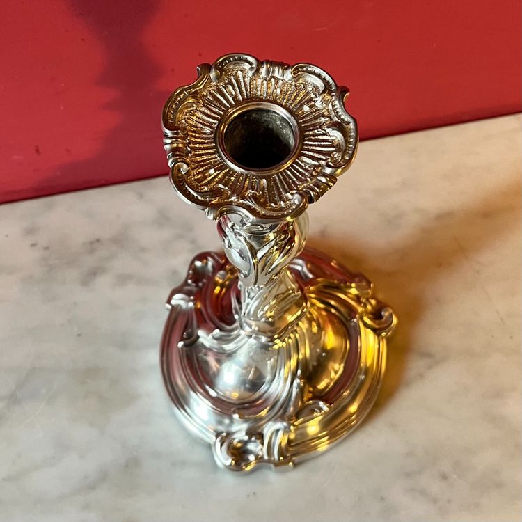 Paire de bougeoirs rocaille, époque Louis XV