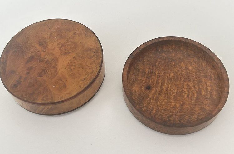 Boîte ronde loupe amboine miniature enlèvement Europe J. Lalande XIXème