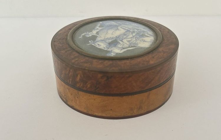 Boîte ronde loupe amboine miniature enlèvement Europe J. Lalande XIXème