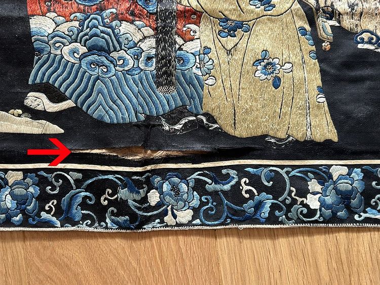 Broderie chinoise tissu soie personnage mandarin enfants Chine XIXè siècle