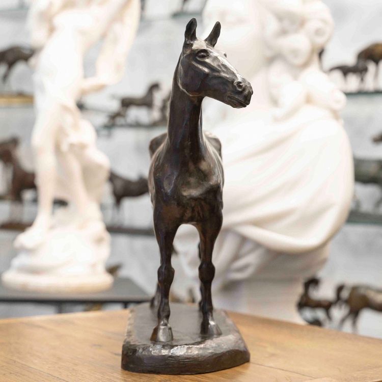 SCULPTURE - CHEVAL À L'ARRÊT , EDMOND DRAPPIER (XIX-XXE SIÈCLE) - BRONZE