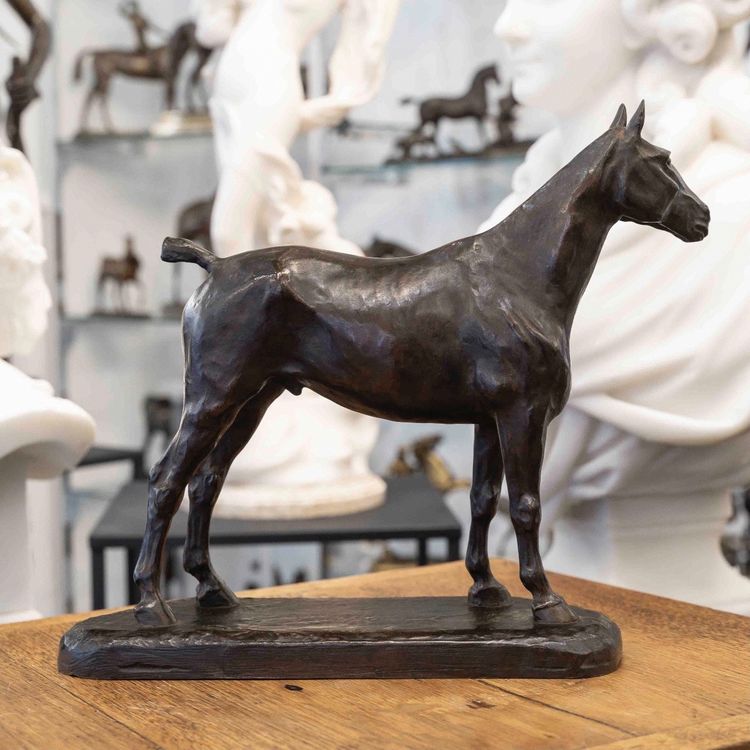 SCULPTURE - CHEVAL À L'ARRÊT , EDMOND DRAPPIER (XIX-XXE SIÈCLE) - BRONZE