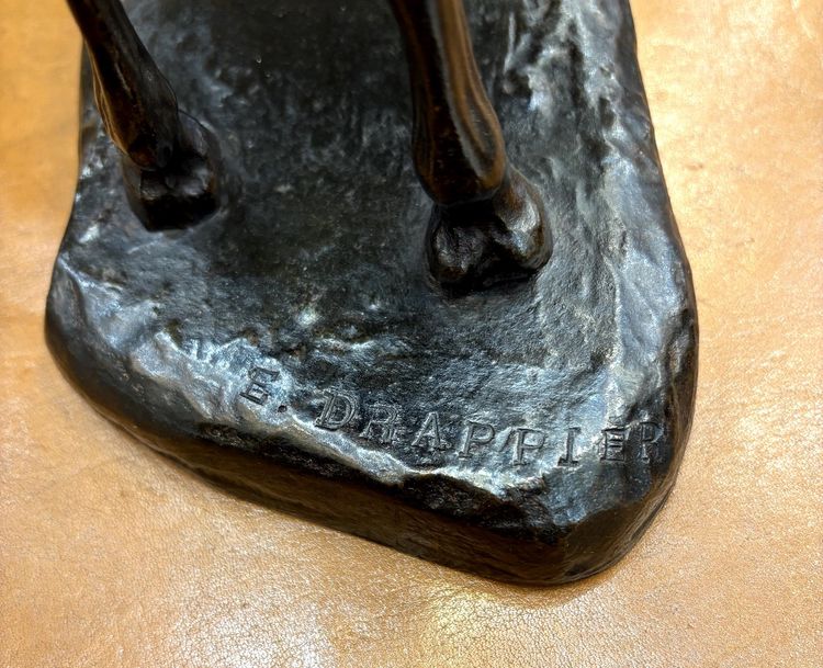 SCULPTURE - CHEVAL À L'ARRÊT , EDMOND DRAPPIER (XIX-XXE SIÈCLE) - BRONZE