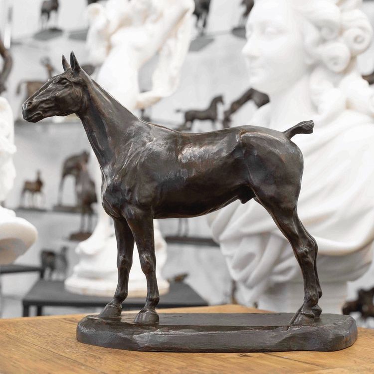 SCULPTURE - CHEVAL À L'ARRÊT , EDMOND DRAPPIER (XIX-XXE SIÈCLE) - BRONZE
