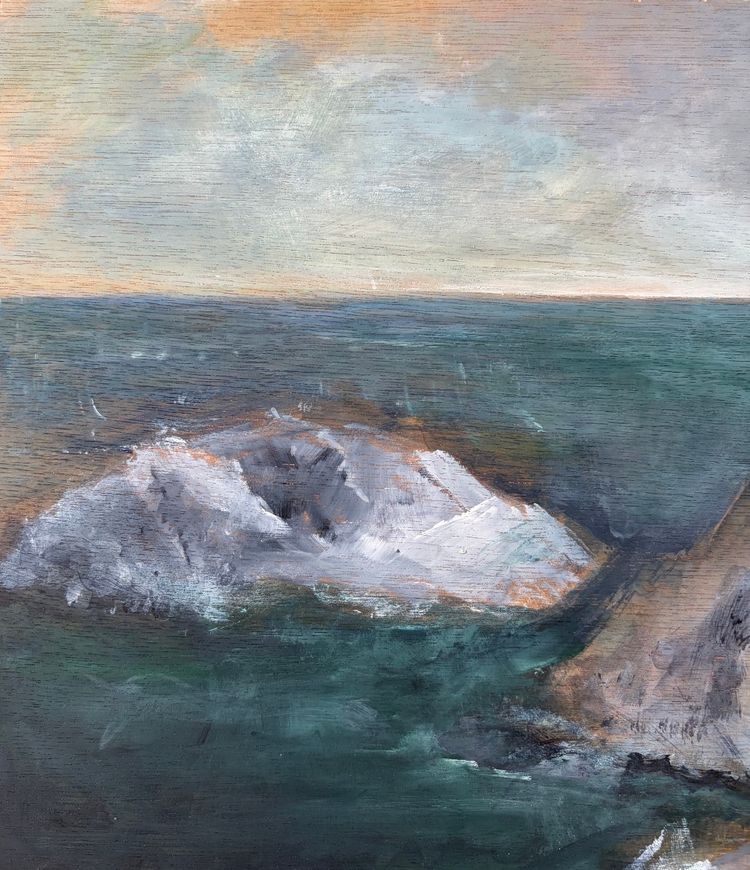 Isabelle Hennessy, Saint-Lunaire, la pointe des decollés, huile sur panneau