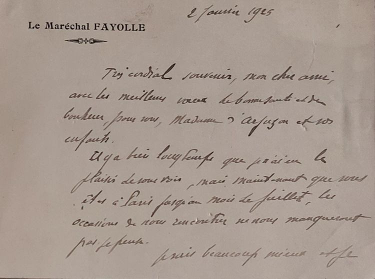 Maréchal Fayolle - (1852 - 1928) - 4 cartes autographes signées - 