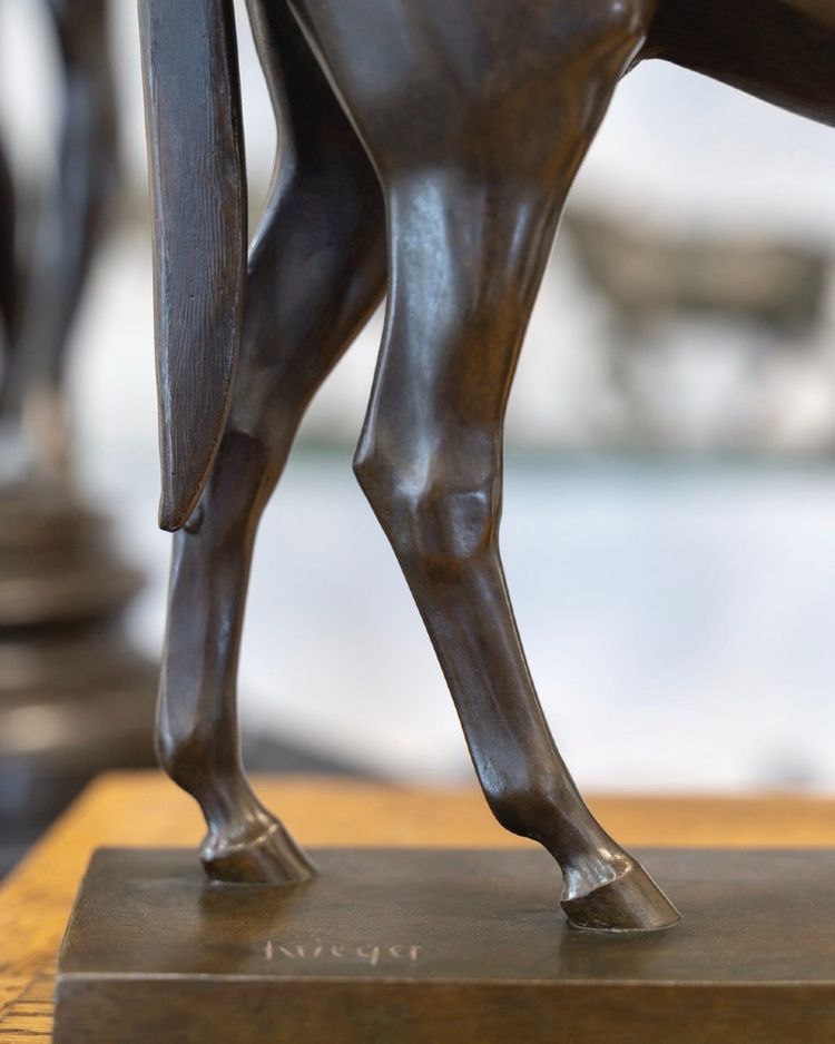 SCULPTURE - PORTRAIT DU CHEVAL "HONDURAS" , WILLEM KRIEGER (1877-1945) - BRONZE