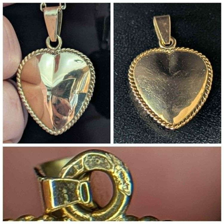 Pendentif Grand Cœur Or 18k & Grenat de CATALAN Bijou traditionnel Catalan  4.16 grams   
