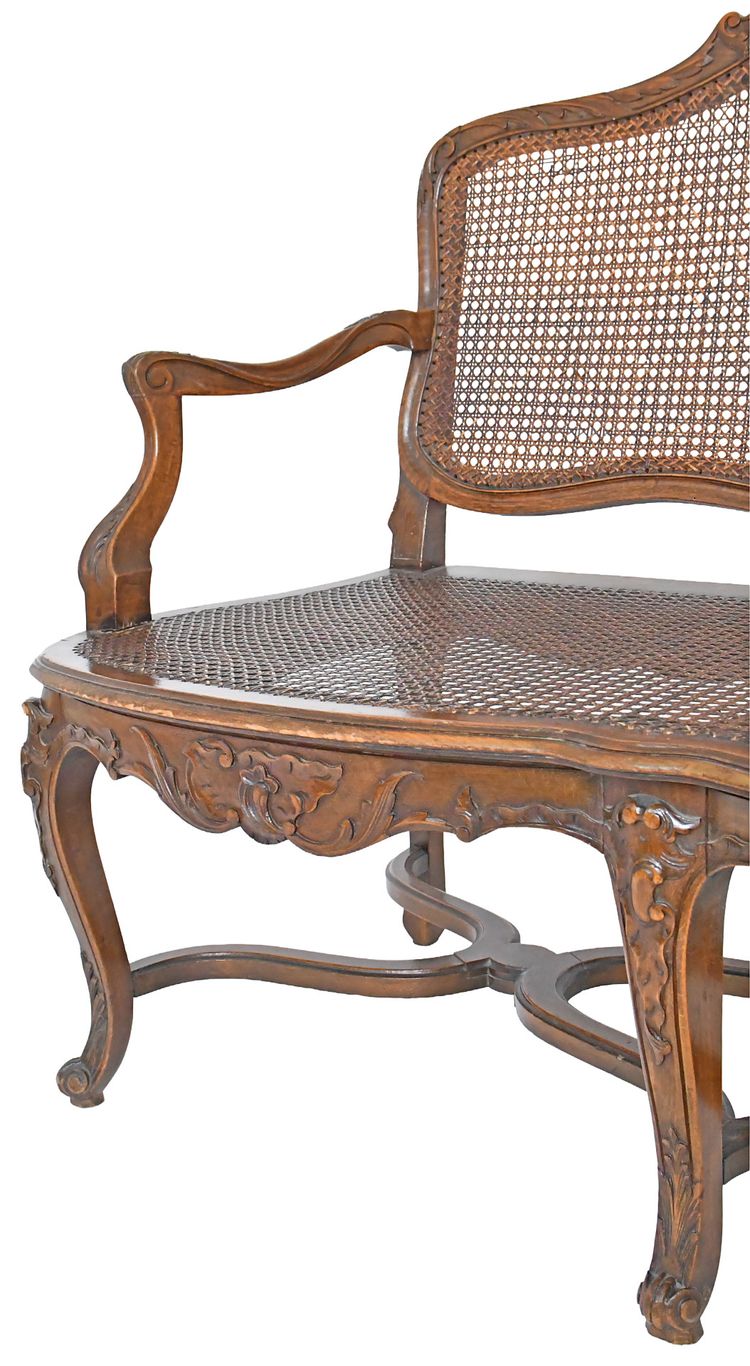 Banquette cannée de style Régence 