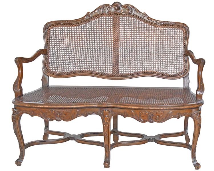 Banquette cannée de style Régence 