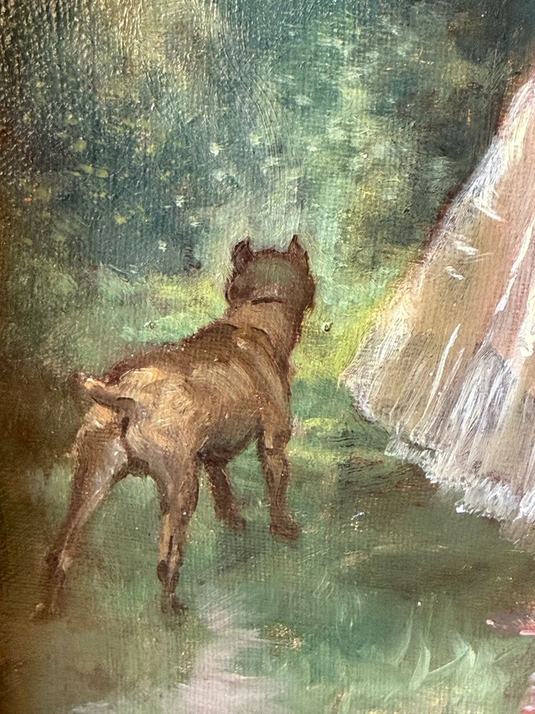 Une élégante et son chien de Théodore Lévigne 1848-1912