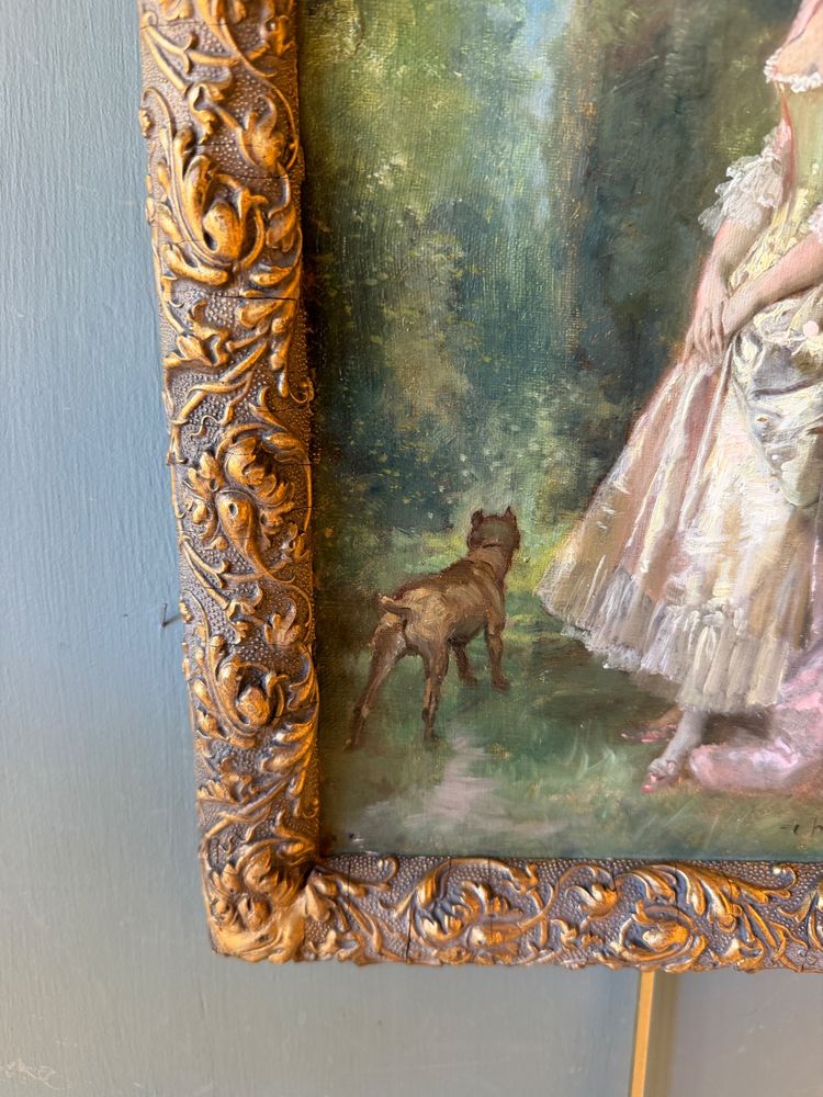 Une élégante et son chien de Théodore Lévigne 1848-1912