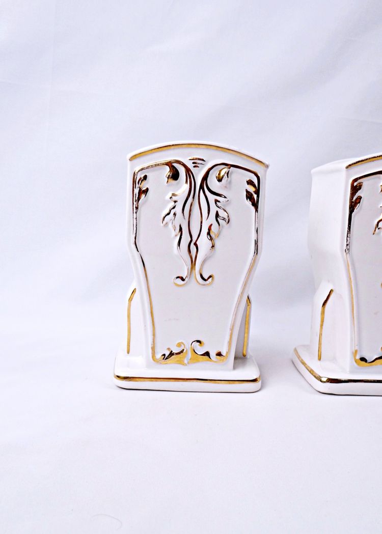 Paire de vases Art Deco en faïence de Ceranord céramique d'art début XXe