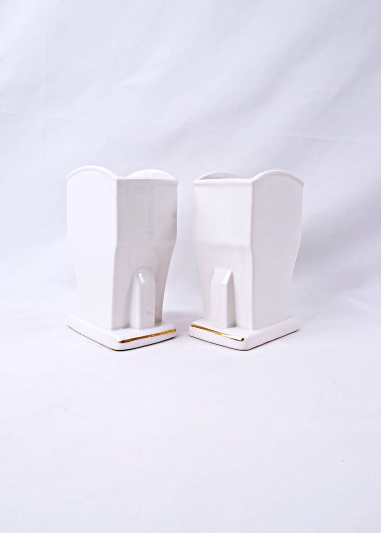 Paire de vases Art Deco en faïence de Ceranord céramique d'art début XXe