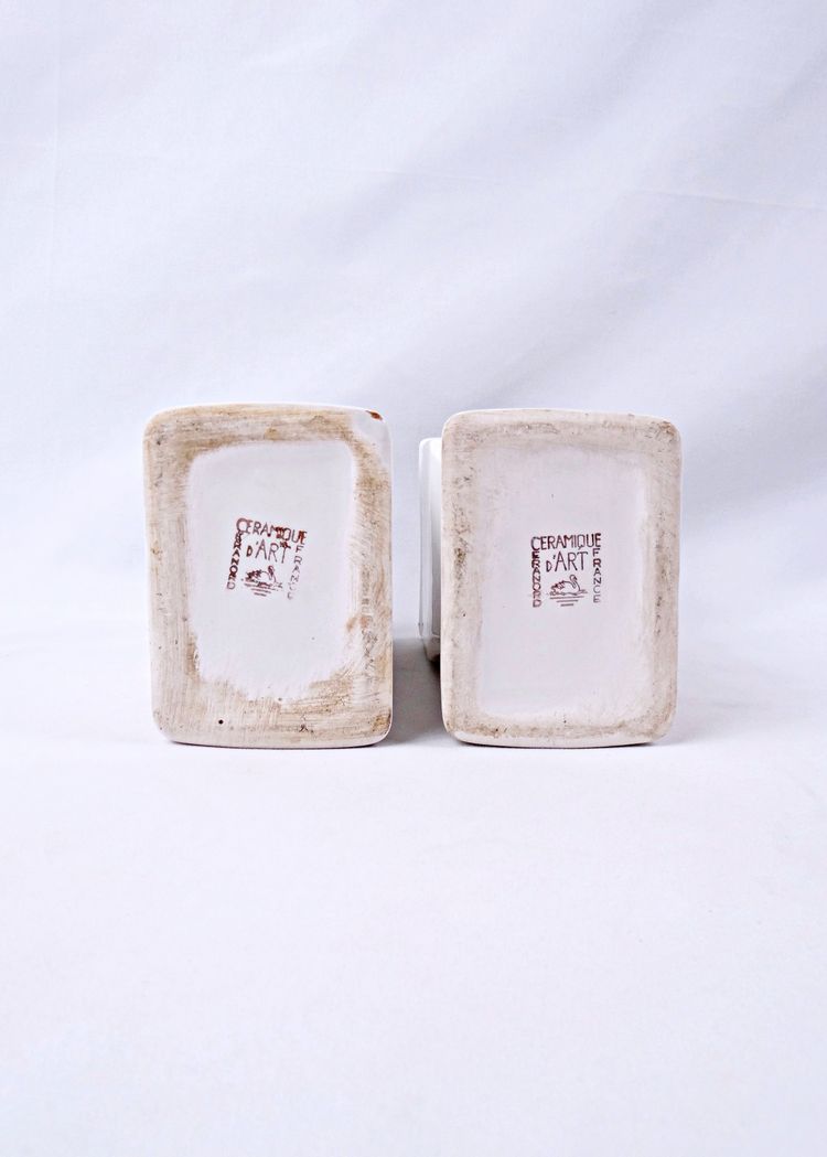 Paire de vases Art Deco en faïence de Ceranord céramique d'art début XXe