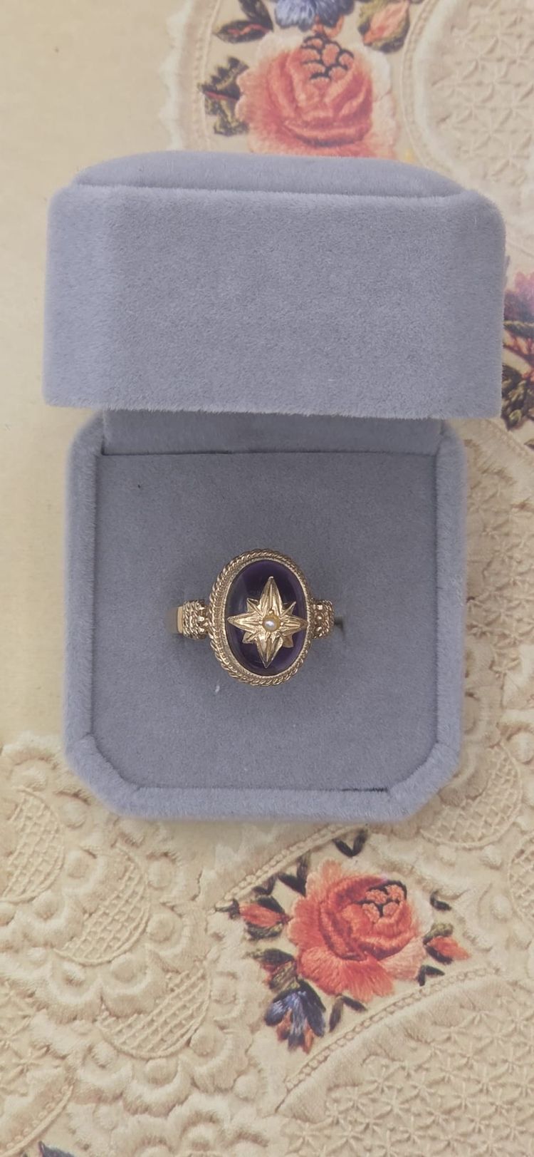 Antiker Ring Viktorianisch Amethyst Cabochon Polarstern