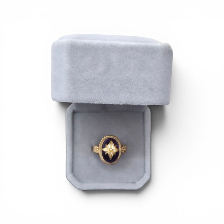 Antiker Ring Viktorianisch Amethyst Cabochon Polarstern