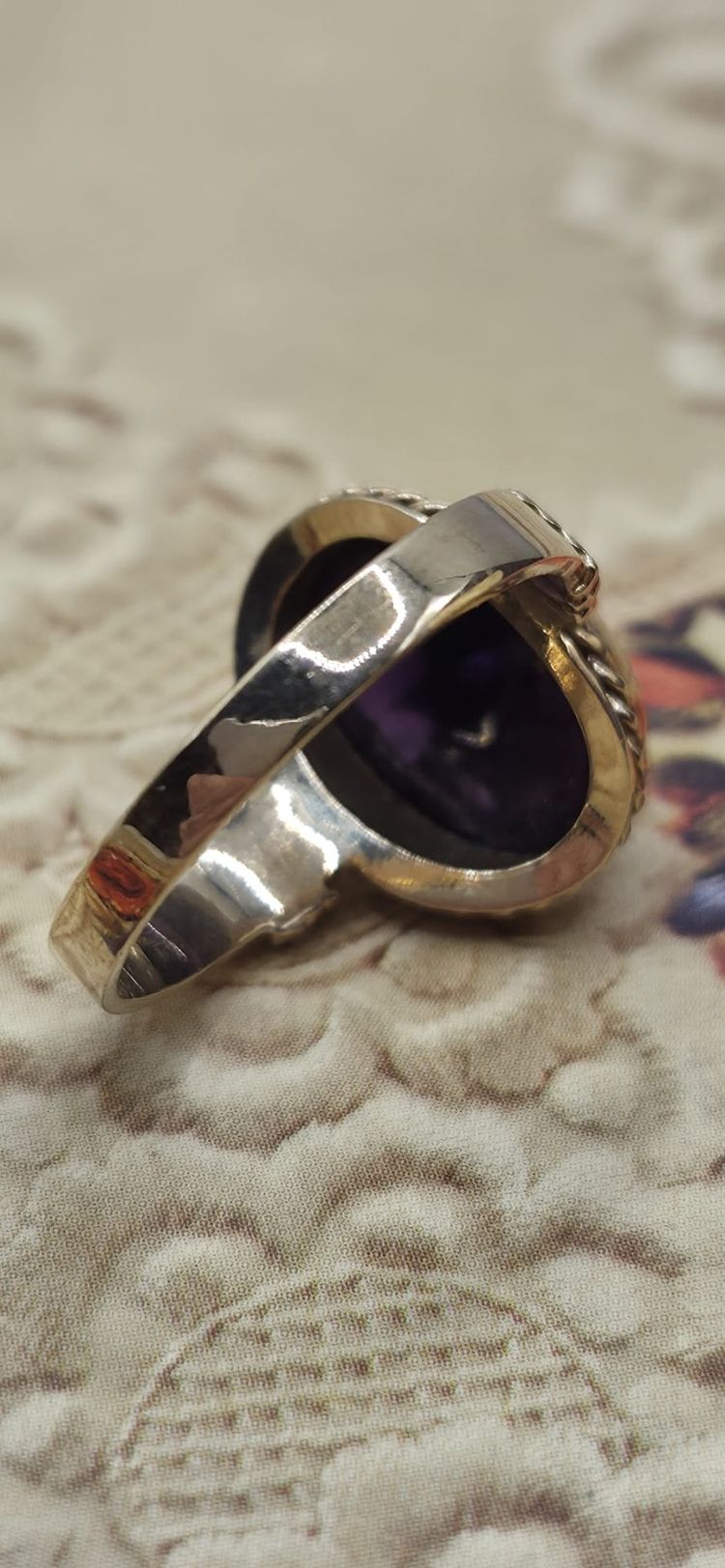 Antiker Ring Viktorianisch Amethyst Cabochon Polarstern