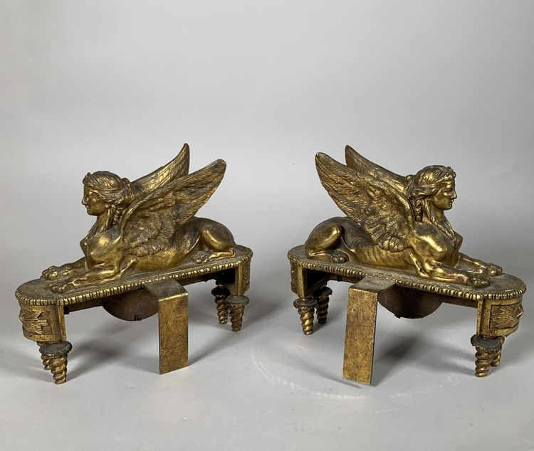 Pair of 18th-Century Directoire-Period Sphinx Andollers Attributed to Thomire