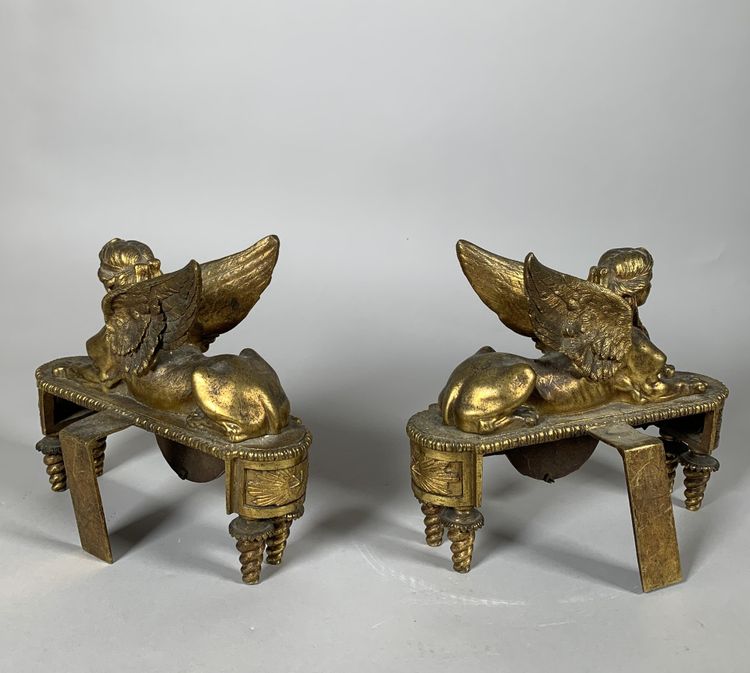 Pair of 18th-Century Directoire-Period Sphinx Andollers Attributed to Thomire