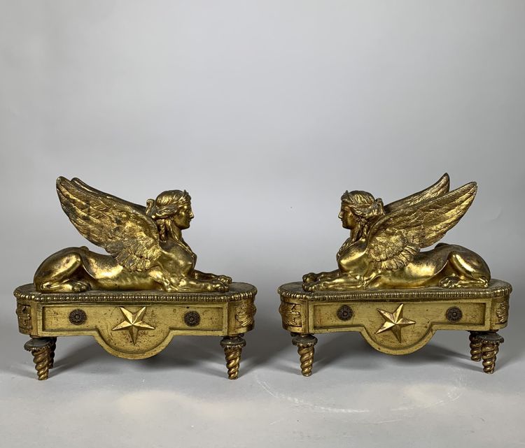Pair of 18th-Century Directoire-Period Sphinx Andollers Attributed to Thomire
