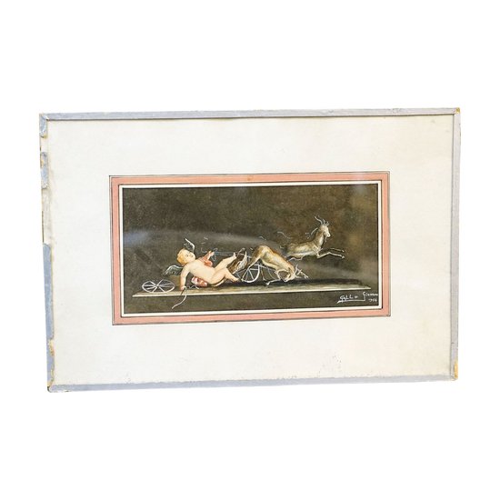 Giovanni Gallo Watercolor 1954 Cupid on Earth