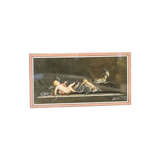 Giovanni Gallo Watercolor 1954 Cupid on Earth