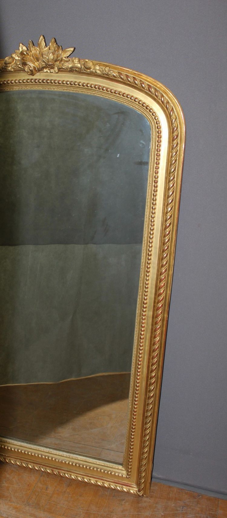19th-Century Louis XVI Mirror in Gilded Stucco