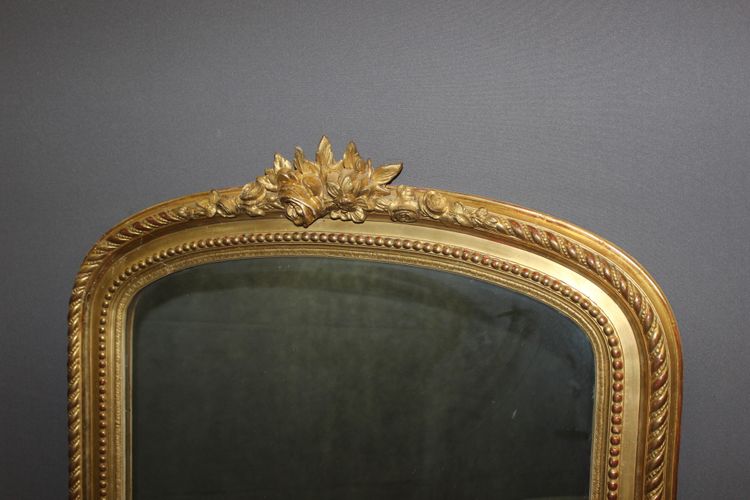 19th-Century Louis XVI Mirror in Gilded Stucco