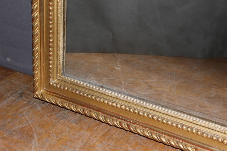 19th-Century Louis XVI Mirror in Gilded Stucco