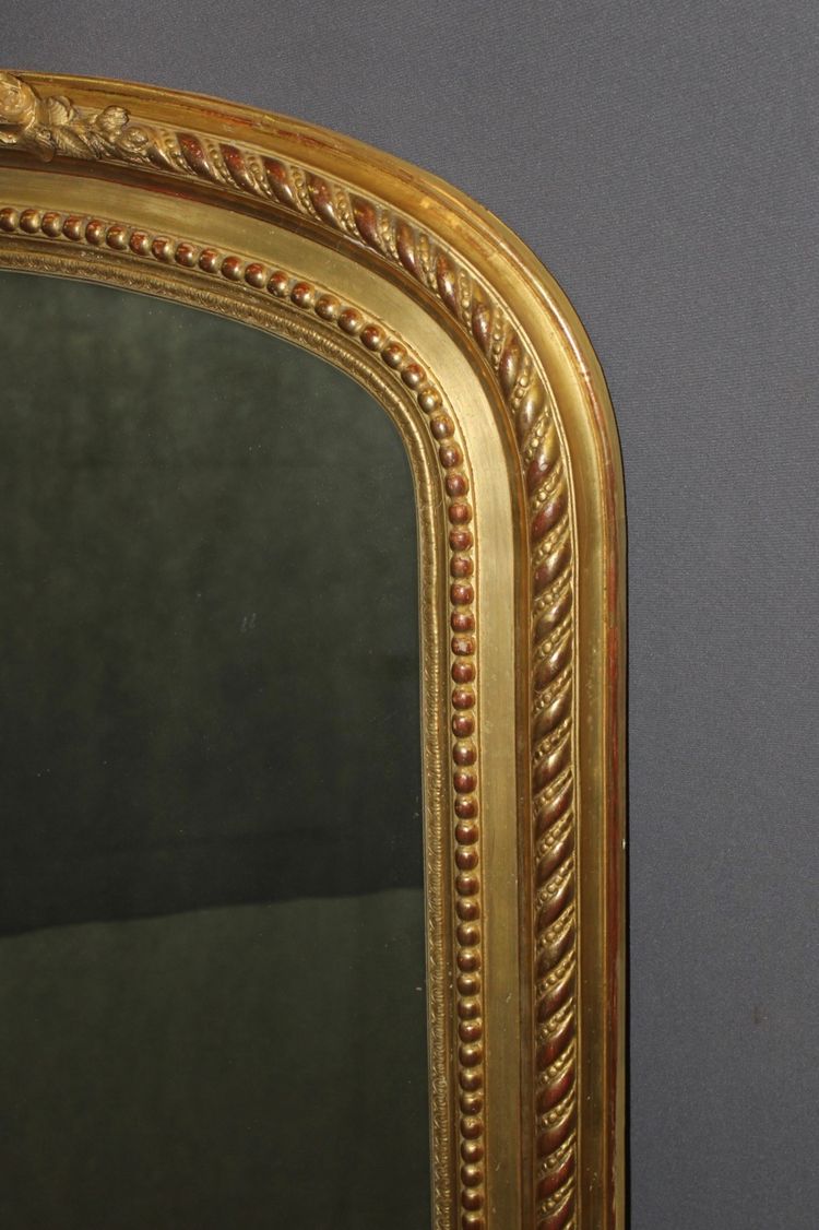 19th-Century Louis XVI Mirror in Gilded Stucco