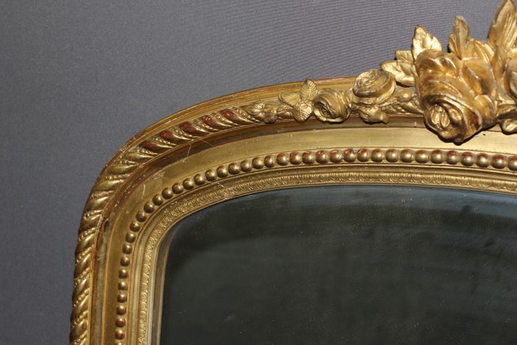 19th-Century Louis XVI Mirror in Gilded Stucco