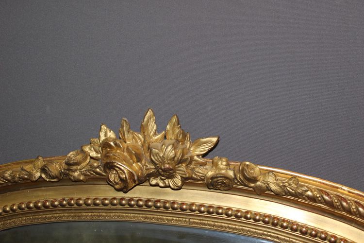 19th-Century Louis XVI Mirror in Gilded Stucco