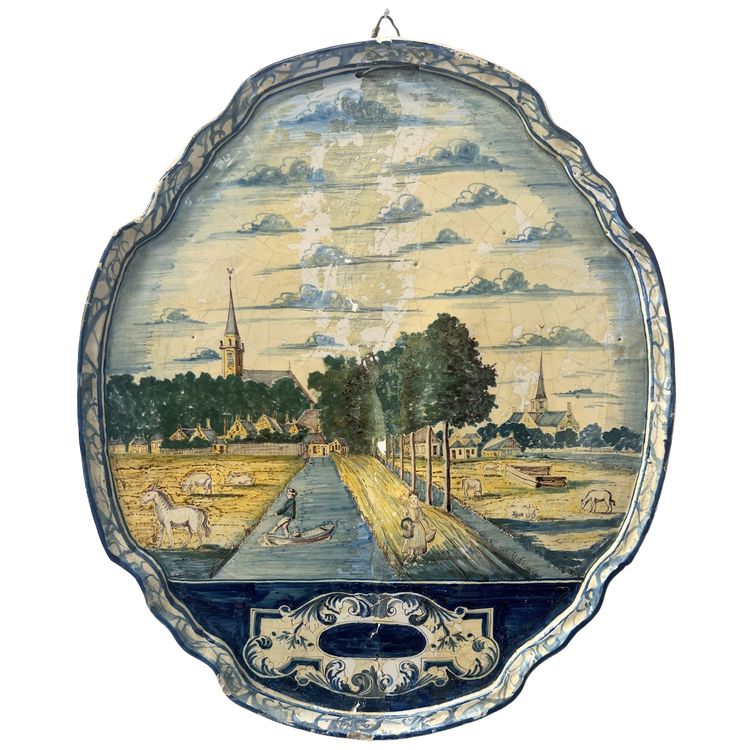 Plaque en faïence de Delft a camaïeu bleu du XVIII siècle