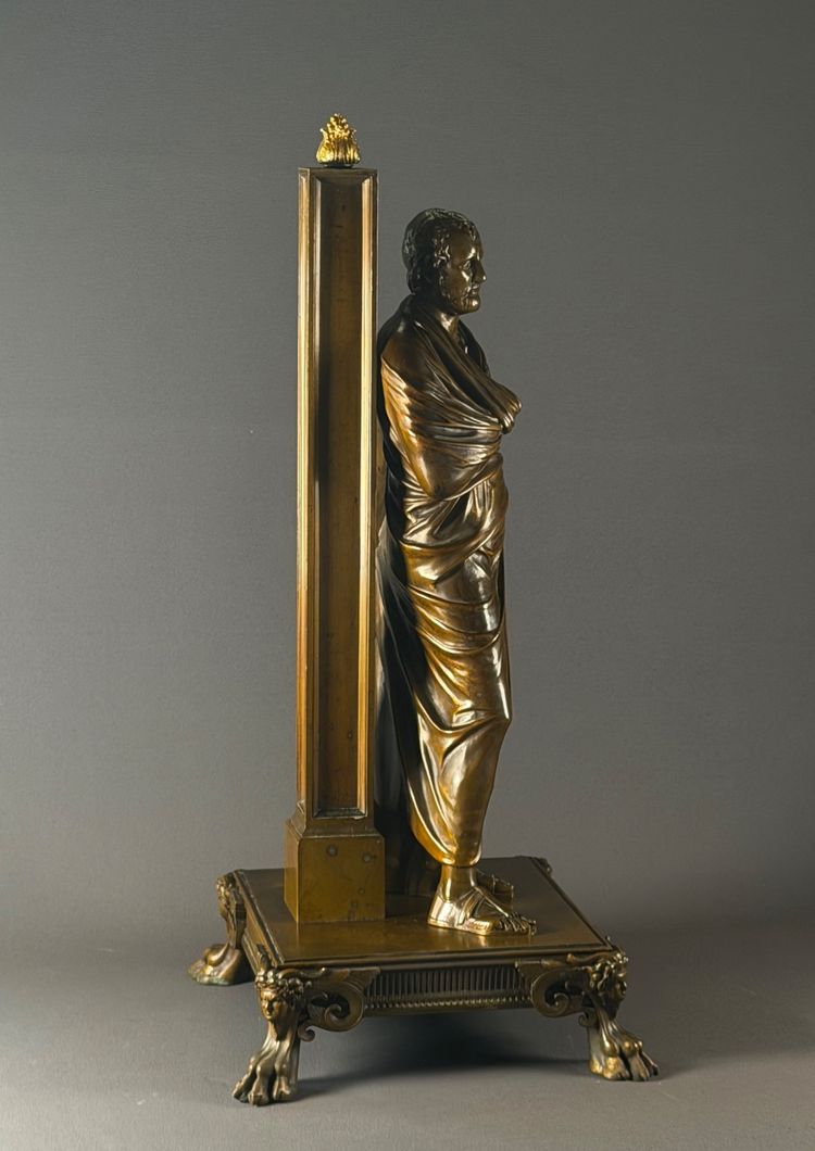 SCULPTURE EN BRONZE À PATINE BRUNE REPRÉSENTANT ARISTIDE. MILIEU DU XIXe SIÈCLE.