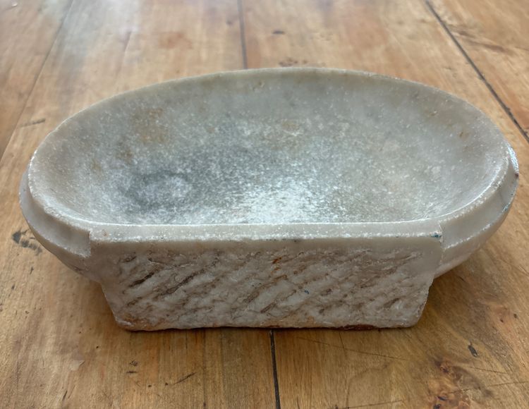 Very old small marble holy water font 