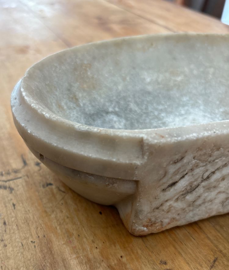 Very old small marble holy water font 