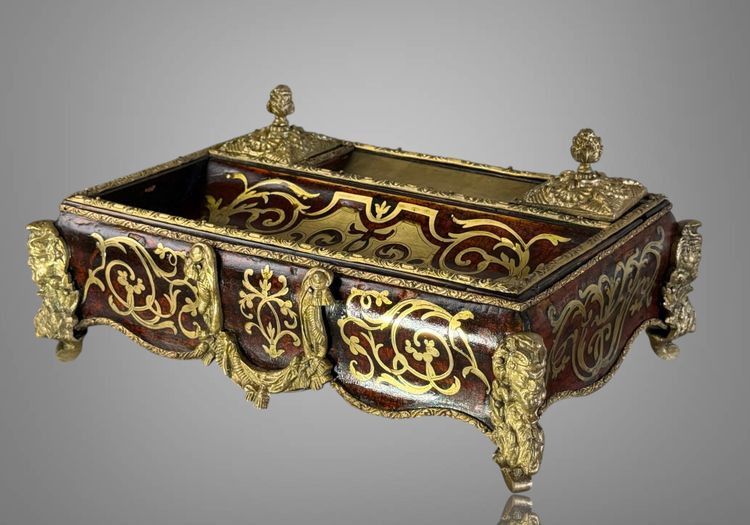 NAPOLEON III INKSTAND IN BOULLE MARQUETRY, DECORATED WITH BRONZE, AND ITS PEN HOLDER