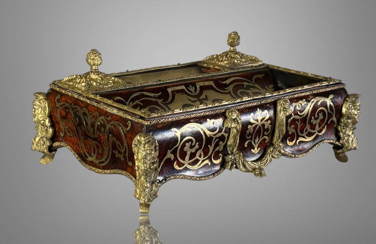 NAPOLEON III INKSTAND IN BOULLE MARQUETRY, DECORATED WITH BRONZE, AND ITS PEN HOLDER