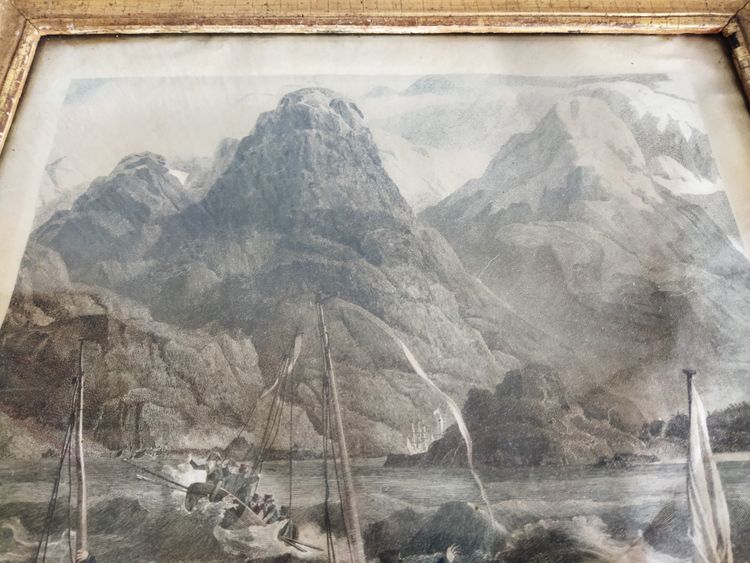 GRAVURE Ancienne Naufrage Navire l'Astrolabe 1788 Expédition LAPÉROUSE "Loss of a Barge" XVIII/XIX