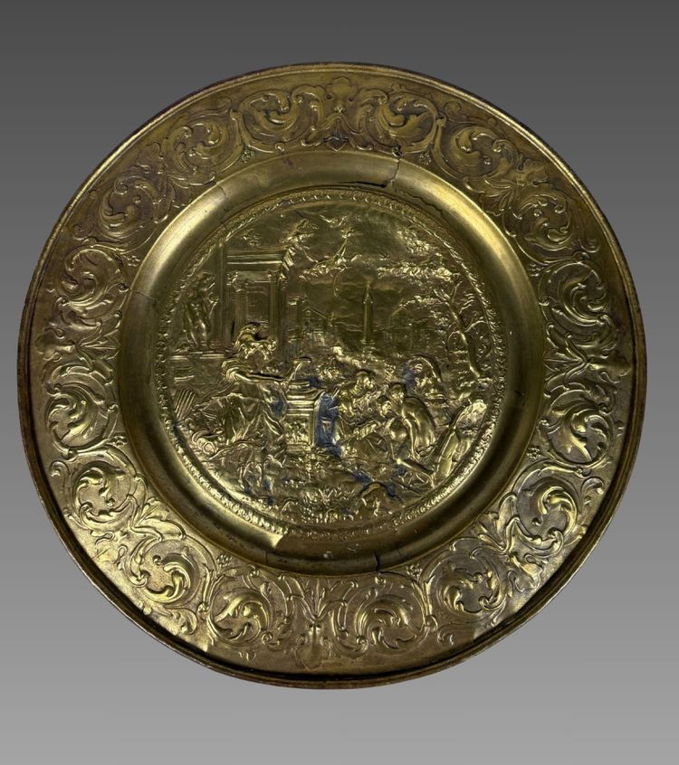 D'apres  Hans Jakob Bayr (1574–1628)  Plat à offrande Athéna sur le Parnasse -   XVIIeme  