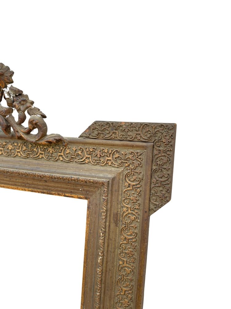 Grand Miroir en Bois Stuqué et Doré d'Epoque Napoléon III - 75cm x 120cm